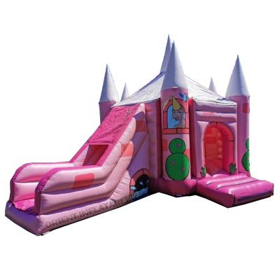 China PVC Pink Inflatable Princess Bouncy Castle Mesh Orient Inflatables With Combo Side Slide On Sale for sale