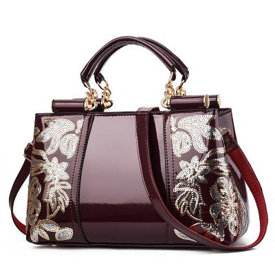 China Fashion Wholesale Embroidery Patent Leather Ladies Hand Bags Shoulder Women Tote Bag Women Designers Tote Hand Bags for sale