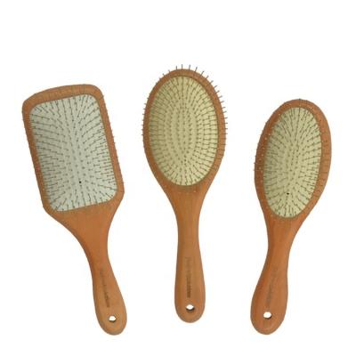 China Custom Cushion Logo Air Cushion Hairbrush Anti-Static Metal Pins Natural Beech Wood Hair Brushes Paddle Hair Scalp Massager Brush for sale