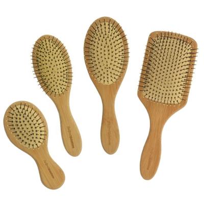 China Lasered Logo Professional Square Bamboo Nylon Eco-friendly Bristle Detangling Paddle Detangled Hair Dryer Brush for Dry Hair Styling for sale