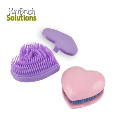 China ABS Plastic Scalp Massager Detangling Curly Hair Detangler Brush Mini Travel Size Hair Brush Detangling Heart-Shaped Hairbrush For Woman for sale