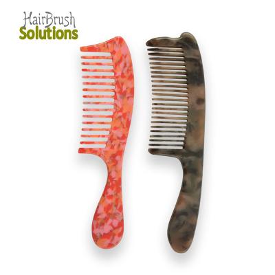 China Custom Made Anti-Static Eco-Friendly Shower Hair Leopard Print Detangling Tooth Comb Cellulose Acetate Wide Comb For Curly Hair for sale