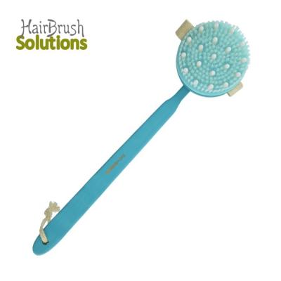 China Long Handle Bath Brush Long Wave Exfoliate Exfoliate Round Logo Custom Wooden Body Bath Brush Stimulate Blood Circulation Back Massage for sale