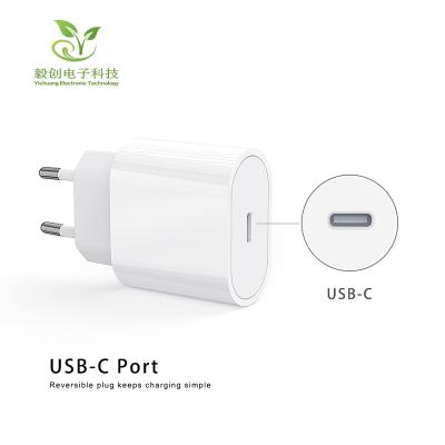 China Custom Wholesale OEM Logo Mobile Phone USB C Fast Charger EU Plug Type C PD 20W Charger For iphone 12 13 pro Cell Phone Chargers for sale