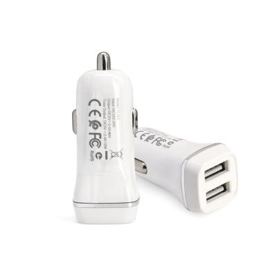 China Amazon Hot Sale Mobile Phone Aluminum Alloy Car Cigarette USB Charger 5V/2.4A Dual Port USB Power Car Charger For Mobile Phone for sale