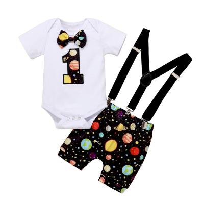 China 1st Birthday Boy Baby Boy First Birthday Outfit Boy Breathable Custom One Year Old Birthday Shirt for sale