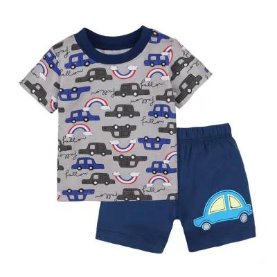 China Breathable 2 Pieces Shirt Set For Boys Infant Pure Cotton Soft Boutique Clothing Baby Pajamas Set Clothes for sale