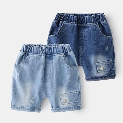 China 2021 new summer premium breathable casual comfortable soild color waist kids boys clothing shorts pants rlastic jeans for sale