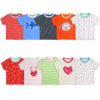 China Summer 100% Simple Girls T-shirt Cartoon Embroidery Baby Boy Girl Cotton Short Wholesale QUICK DRY T-shirt for sale