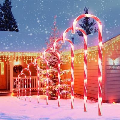 China 10 Pcs Candy Cane Walkway Light Usb Powered Candy Cane Christmas Lights Pathway Garden Yard New Year Decoration Outdoor Lamp for sale