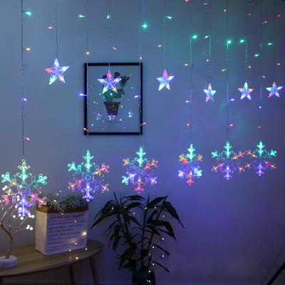 China PVC+Copper Wire+LED Curtain Light Star String Light Moon Lantern Festival Decoration Street Mall Party Wedding Wedding LED Props Flashing Light for sale