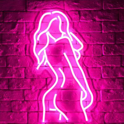 China Office Attendants LED Neon Sign Lights Acrylic Wall Hanging Female Model Body Neon Lamps for Bar Party Club Bedroom Decor Home Christmas Gift for sale