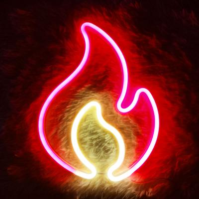 China Desk Fire Flame Neon Sign LED Hanging Wall Lamp Night Light for Bedroom Kids Room Bar Party Wall Decor Birthday Christmas Gift for sale