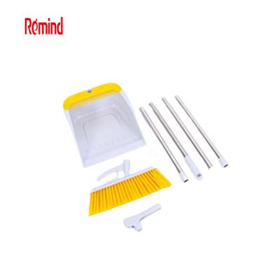 China New Design Household Cleaning Tools Home Floor Cleaning Stainless Steel Soft Handle Broom and Plastic Dustpan Set for sale