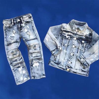 China Hip Hop Ready To Ship Kids Clothing Hip Hop Styles High Quality Popular Boys Patch Jeans Fashion Summer Boy Jeans Set for sale