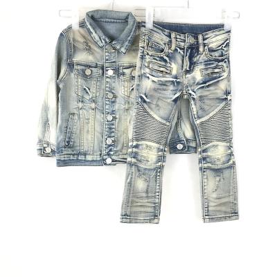 China 2021 Popular Hip Hop Fashion Kids Boy Clothing Hip Hop Styles Distressed Boys Lattice Sets Slim Fit 2-14 Years Lattice Jacket For Boys for sale