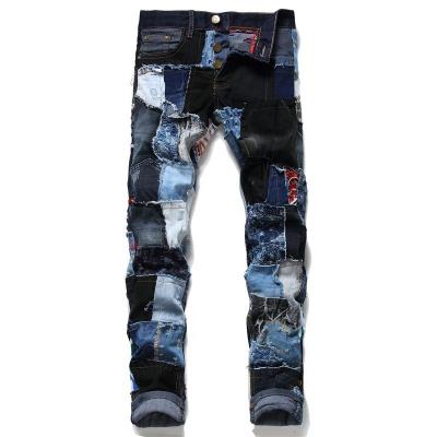 China Fashion New Viable Color Patch Beggar Slim Straight Patch Flower Pants Stylish Type Color Matching Jeans for sale