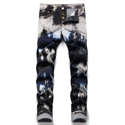 China Fade Proof Hot Selling Fashion Color Straight Mens Jeans Pants Patchwork With Ripped Mens Skinny Jeans for sale