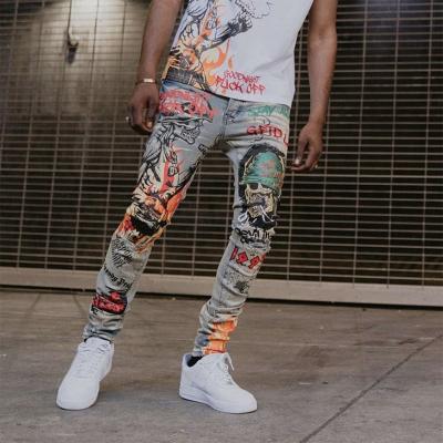 China Low Moq Color Streetstyle Stretch Stacked Jeans Custom Denim Fade Proof Hg Loose Straight Loose White Men's Stacked Jeans for sale