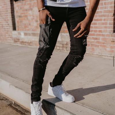 China Factory Price Fade Proof Hg Color Ripped Fasion Snow Wash Slim Long Denim Jeans For Man for sale