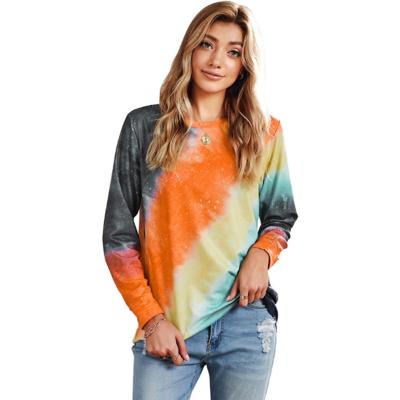 China Breathable Warm Style Tie Dye Gradient Printing Long Sleeve Round Neck Casual Jumper for sale