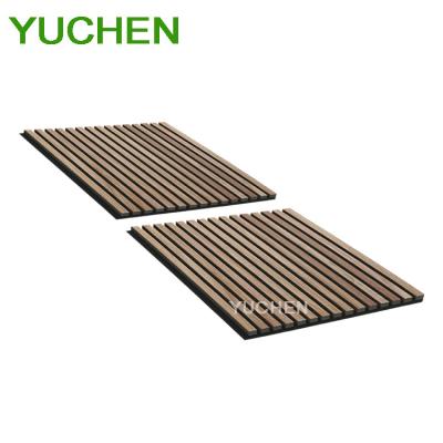 China Highly Effective Sound Absorption 600*600mm Akupanel Wood Slats Wall Panels Sound Proof  MDF Board with  PET Panel Acoustic Panels Akupanel for sale