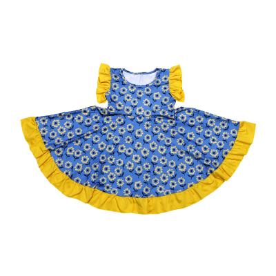 China Washable Ruffles Sleeve Toddler Girl Printed Summer Dress Boutique Plus Sizes Twirly Dress For Kids for sale