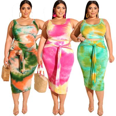 China jofz2018 High Quality Anti-Static Ladies Elegant Plus Size Two Piece Casual Dress Printed Bodycon Skirts and Crop Top Two Piece Set for sale