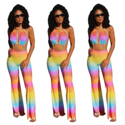 China JOFZ1069 2020 summer anti-pilling rainbow dye tying suspender sexy skinny overalls for sale