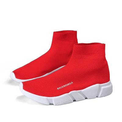 China H2- 927 New fashion rubber socks elastic shoes knitted thick bottom flat classic high top men and women casual sneakers for sale