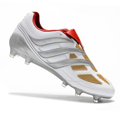 China Best Selling Men's Classic Rubber Soccer Boots Low Ankle Lace Up Soccer Shoes Studs FG Soccer Shoes THROTTLE PREDATOR FG-Silver for sale