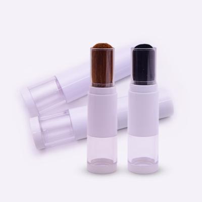 China Kuulee Refillable Loose Flat Brush Jar Powder Bottle Empty Cosmetic Sieve Container With Makeup Brush ABS Cylinder Shape Plastic Package for sale