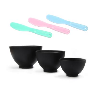 China Flat Brush Pink White Blue, Cyan Facial Beauty Mask Mixing Bowl Cosmetic Silicone with Spoon Applicator for sale