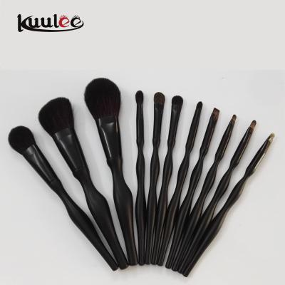 China Angular Blush Matt Black Goat Hair Makeup Brush Set 2021 New Makeup Arrivals for sale