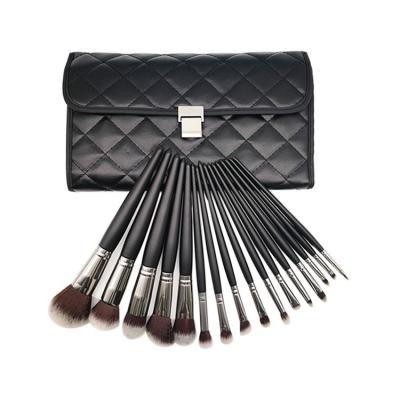 China Angular Blush KuuLee Classy Black Handle Personalized Naturon Makeup 16pcs Set Brush for sale