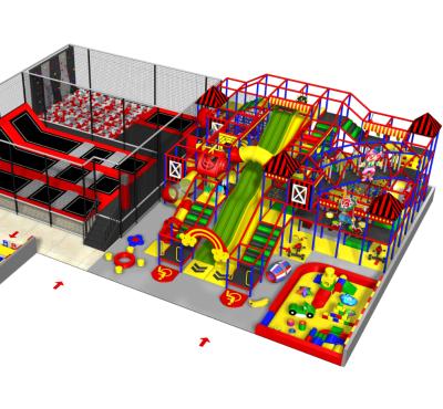 China Hot Selling Indoor Soft Commercial Children Playground Playground Plastic Combo Indoor Playground Equipment With Trampoline Park for sale