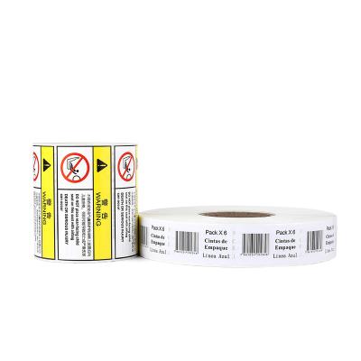 China Factory Wholesale Custom Printing Roll Self Adhesive Paper Waterproof Warning Private Yellow Security Label Sticker for sale