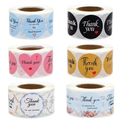 China Custom Waterproof Round Circle Circle Logo Printing Roll Personalized Permanent Thank You Sticker for Supporting My Small Business for sale