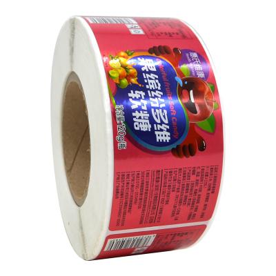 China Custom Waterproof Factory Roll LOGO Printed Self Adhesive Silver BOPP Label Food Candy Jars Glass Plastic Packing Sticker for sale