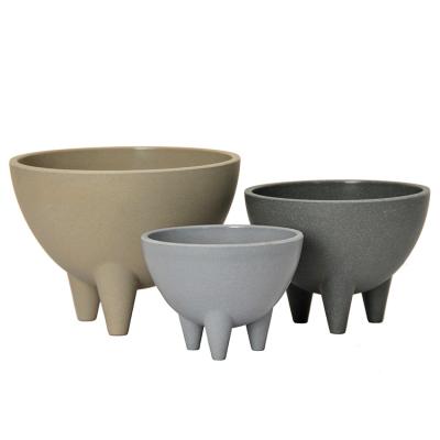 China Factory Direct Selling Succulent Sand Color Cement Color Outdoor Thickened Flower Pot Potted Retro Tripod Modern Desktop for sale