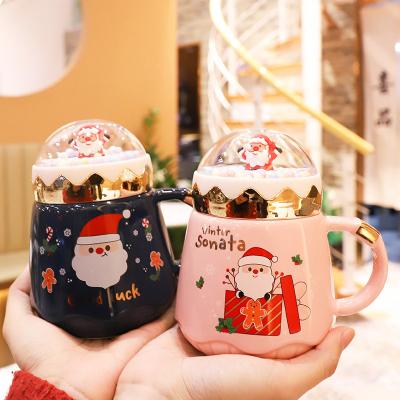 China Santa Claus Cute Creative Ceramic Christmas Viable Mugs Popular Kids Gift Set Christmas Mugsset for sale