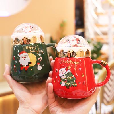 China Viable New Item Cute Merry Christmas Porcelain Coffee Mugs Ceramic Funny Christmas Coffee Mug for sale