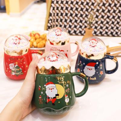 China Viable Creative Christmas Viewing Milk Cup Porcelain Water Cup Ceramic Coffee Mug Gift For Household With Handle for sale