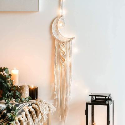 China Chirstmas Decor Macrame Wall Hanging Moon Dream Catcher for Kids Room Home Wedding Ornament Craft Gift for sale