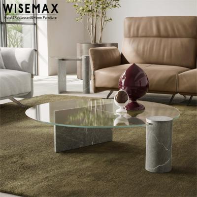 China High quality creative modern transparent table top WISEMAX FURNITURE living room tea table mirror top and low marble coffee table for sale