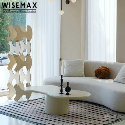 China Mirror Top WISEMAX FURNITURE Design Popular Irregular Creative Coffee Table Living Room Modern Plywood Tea Table for sale