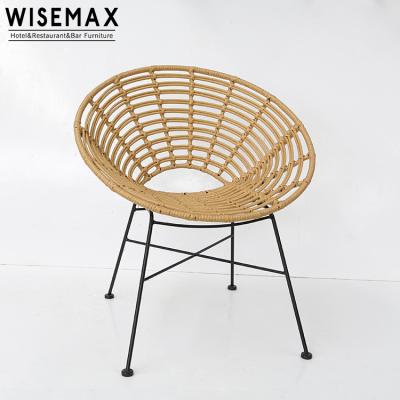 China Other simple design wrought iron pe wicker rattan chair wooden indoor outdoor dining chair for sale