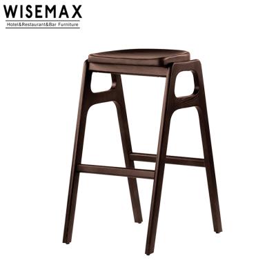 China Modern Nordic Design Counter High Chair Wooden Bar Stool Bar Chair Furniture Counter High Kitchen Stool for sale