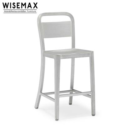 China Comfortable Aluminum High Back Bar Stool Dining Chair Restaurant Dining Metal Bar Stool High Bar Chair for sale