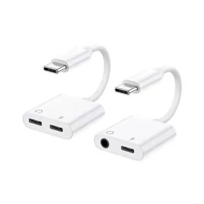 China Moible Phone newcomer 2 in 1 Usb C to aux adapter. 3.5mm Earphone Jack Adapter Type C Charging Audio for sale